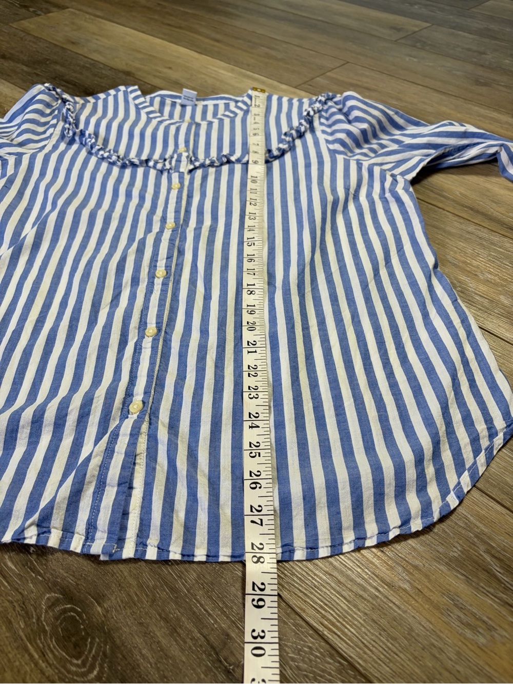 Old Navy Relaxed Ruffle-Trim Striped Button-Front Top - Picture 11 of 11